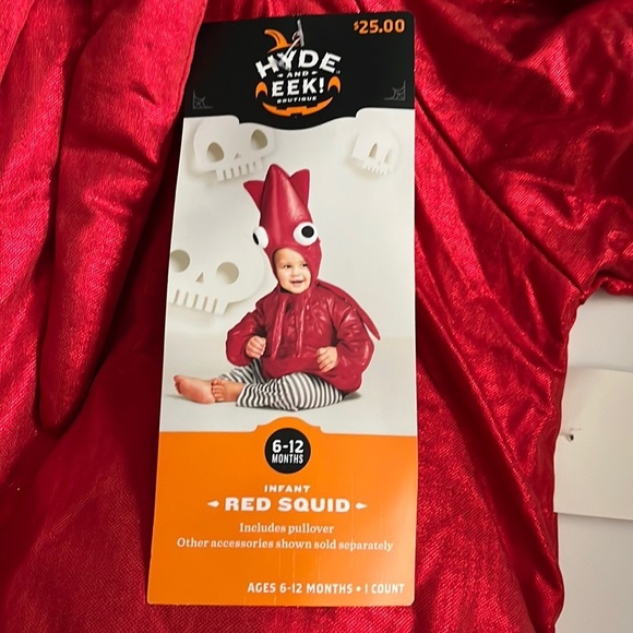 Unisex Hyde And Eek Toddler Red Squid Costume Infant 6-12 Months NEW Red Lame - Picture 4 of 5